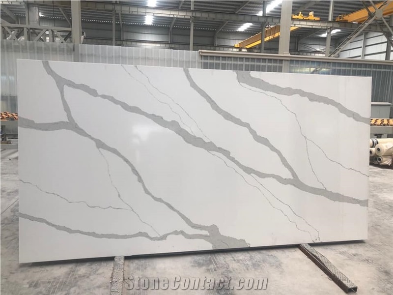Big Dark Grey Vein Calacatta Quartz Stone