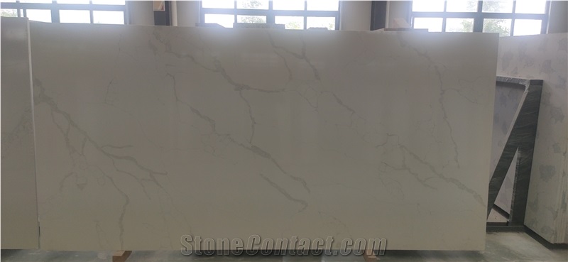 Book Match Calacatta Stone High Glossy Surface Quartz Slab