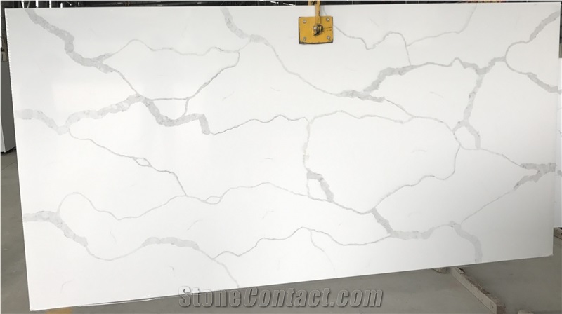 Most Popular Calacatta Quartz Big Slab White Color