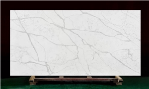 Popular Calacatta White Quartz Slab Grey Veins