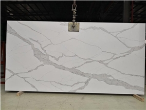 Popular White Color Calacatta Quartz Stone Slabs