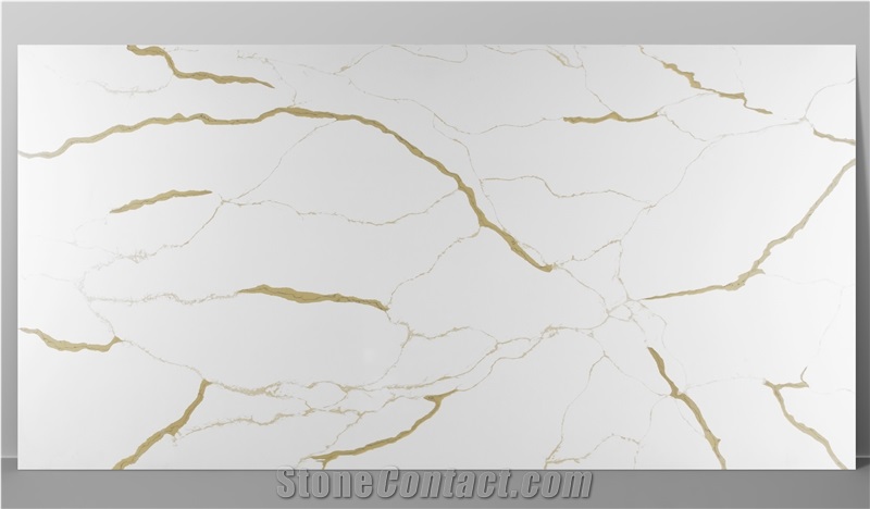 Quartz Calacatta Stone Jumbo Size Gold Veins