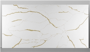 Quartz Calacatta Stone Jumbo Size Gold Veins