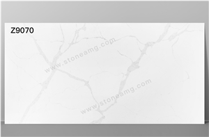 Quartz Slab White Background Color Grey Veins