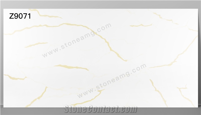 Quartz Slabs Calacatta Golden Veins White Background