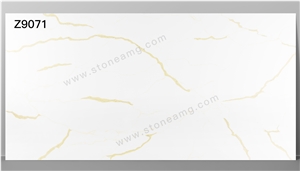 Quartz Slabs Calacatta Golden Veins White Background