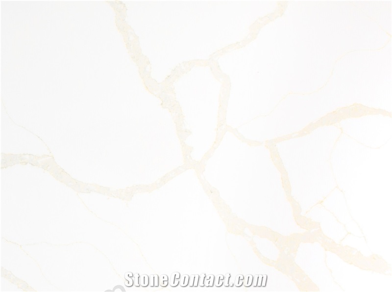 White Calacatta Golden Veins Quartz Slab