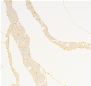 White Calacatta Golden Veins Quartz Slab