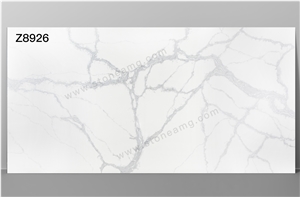 White Color Calacatta Quartz Stone Grey Veins