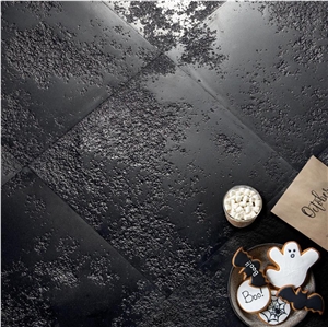 Antique & Hand Cut Black Limestone Antique Floor Tiles