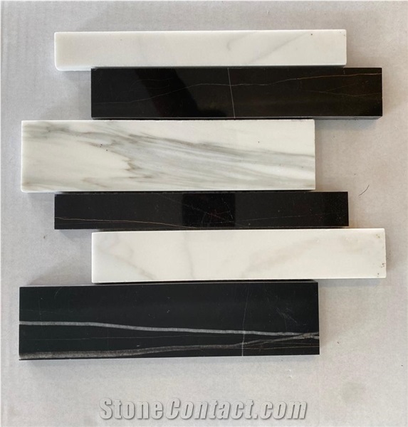 Marble Mosaic Tile Linear Stripes