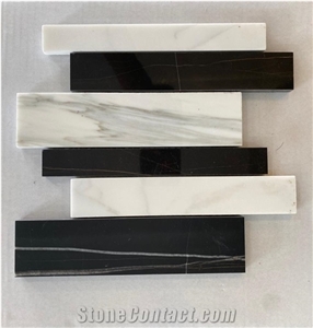Marble Mosaic Tile Linear Stripes