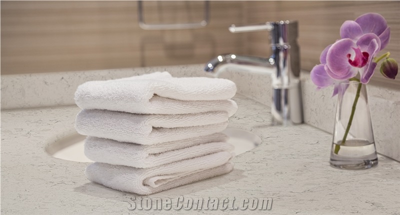 Arctic Breeze Quartz Bathroom Countertops