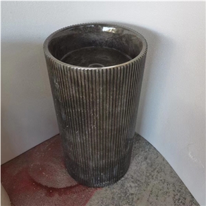 Custom  Brown  Marble Pedestal Sink For Bathroom