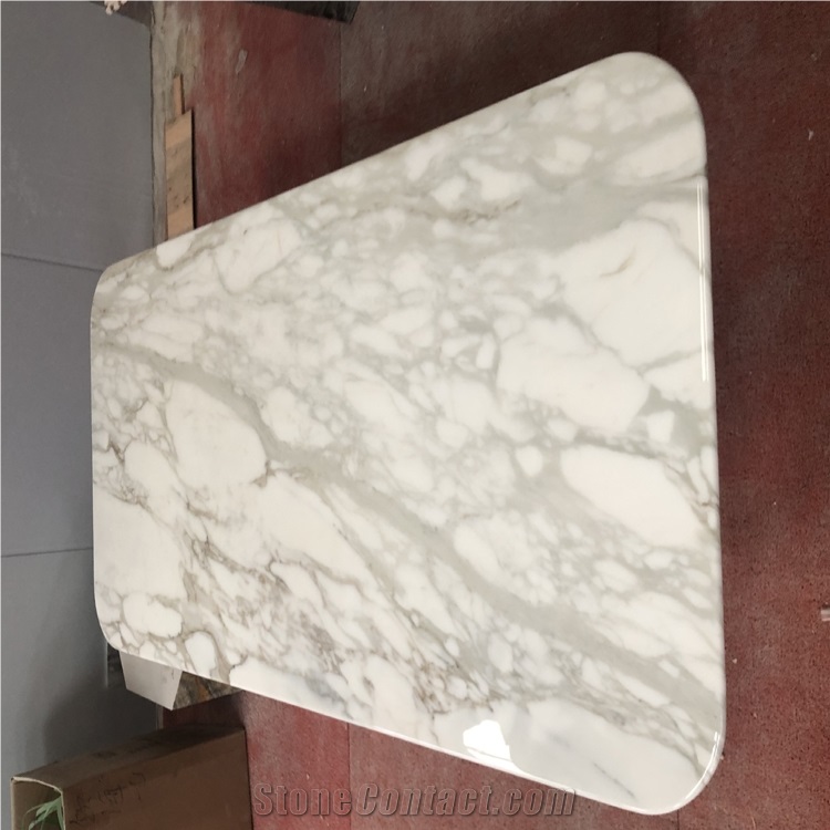Hot Sale Italian Calacatta White Marble Dining Table Set