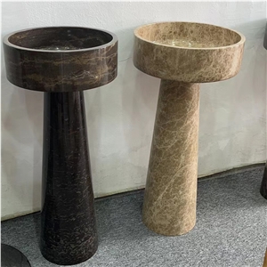 Hot Sell Pedestal Emperador Light Marble Sink Low Price