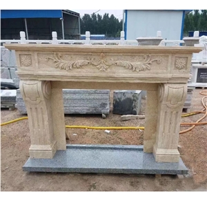 Polished Italian White Carrara Marble  Fireplace Mantel