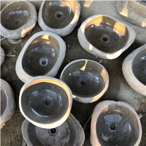 Wholesale Cheaper  Natural  River Stone Round Wash Basin
