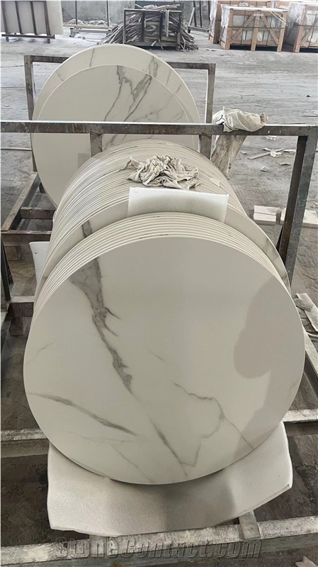 White Sintered Stone Round Table Top For Hotel Room