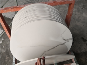 White Sintered Stone Round Table Top For Hotel Room