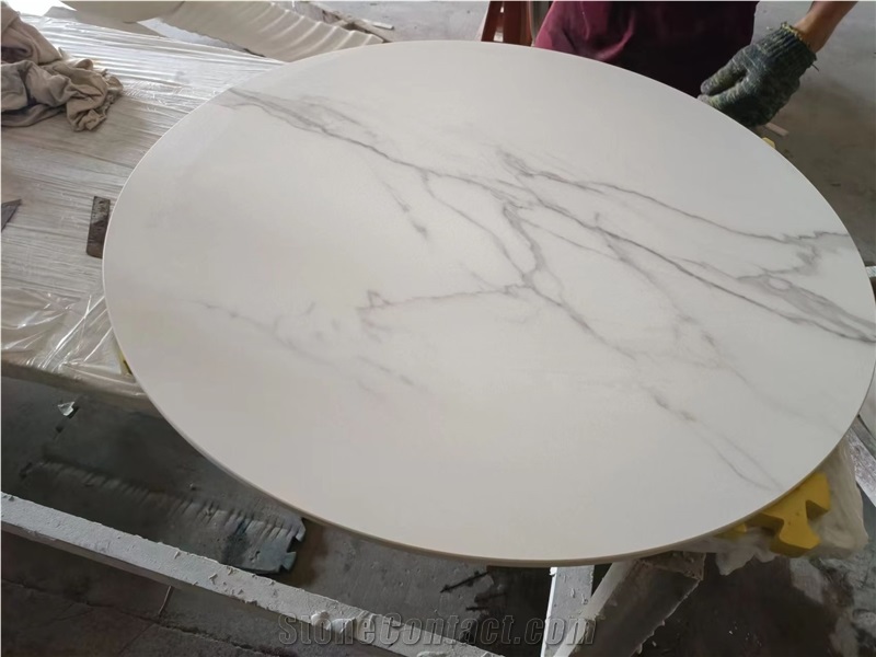 White Sintered Stone Square Table Tops For Hotel Room