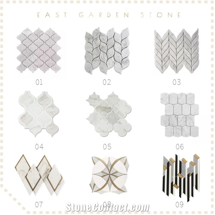 Flower Shape Marble Mosaic Tile With Pearl Shell