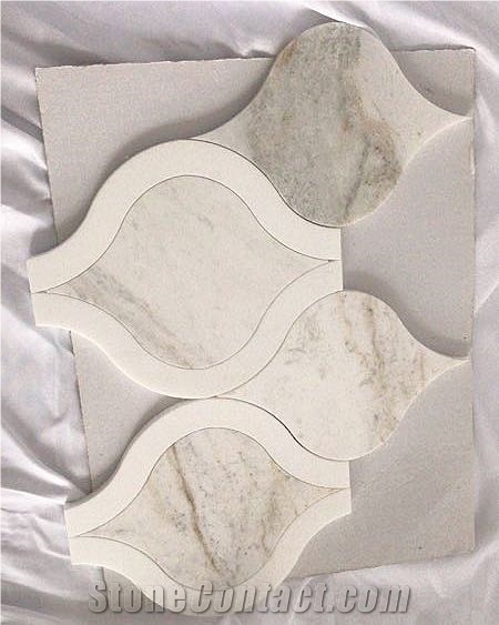 Lantern Shape Water Jet  Marble Mosaic Tiles