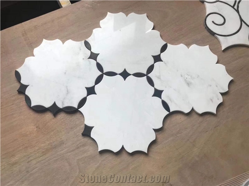 Lantern Shape Water Jet  Marble Mosaic Tiles