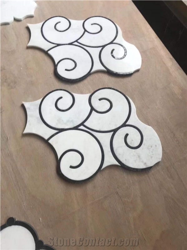 Lantern Shape Water Jet  Marble Mosaic Tiles