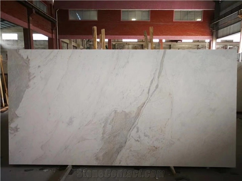 Popular Matt  Finish Bookmatched Castro White Marble Slab