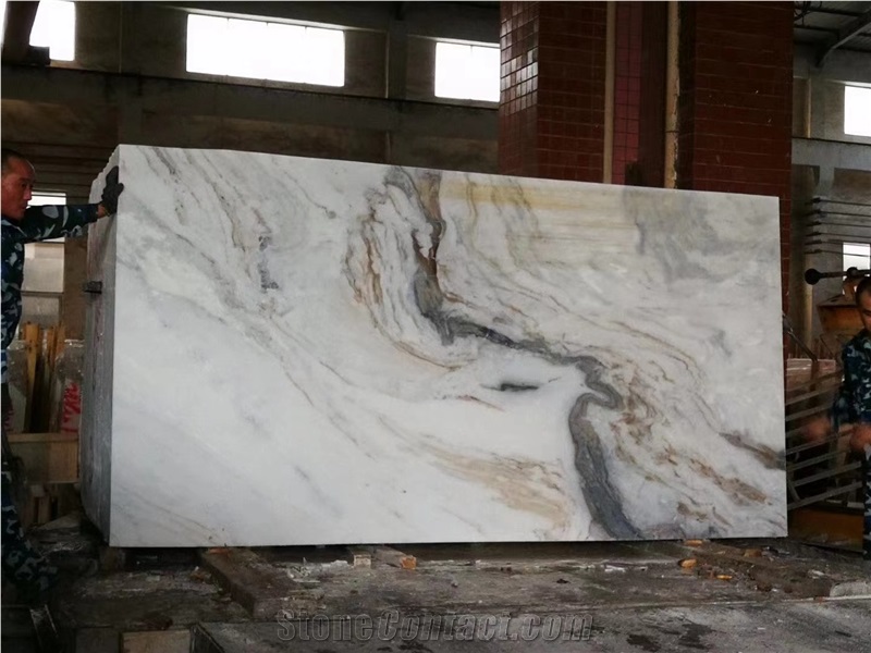 Popular Matt  Finish Bookmatched Castro White Marble Slab
