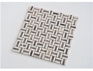 Tumbled Dark Emperador With White Marble Mosaic Tile
