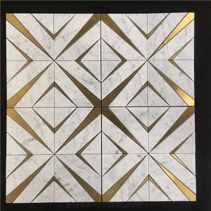 Water-Jet Marlbe  Mosaic Design With Metal