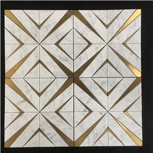 Water-Jet Marlbe  Mosaic Design With Metal