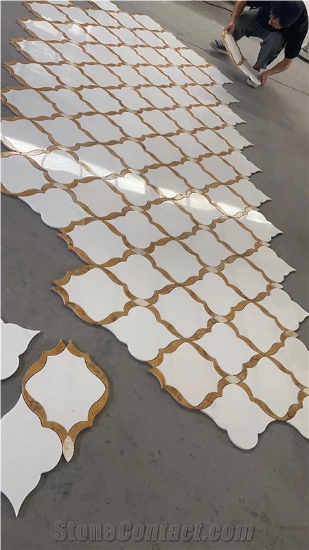 Water-Jet Marlbe  Mosaic Design With Metal