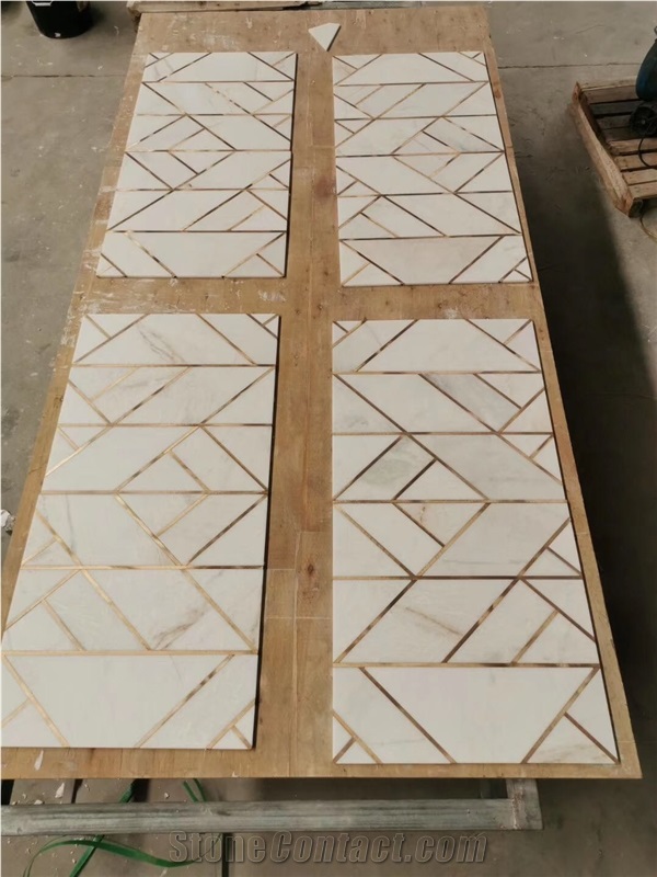 Water-Jet Marlbe  Mosaic Design With Metal