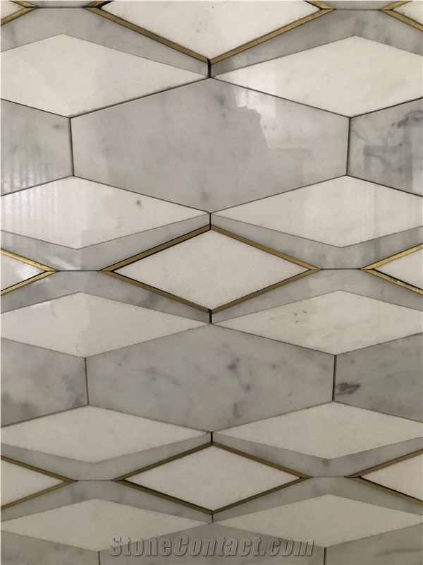 Water-Jet Marlbe  Mosaic Design With Metal