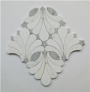 Water-Jet White Marble Mosaic Tiles Wall Mosaic