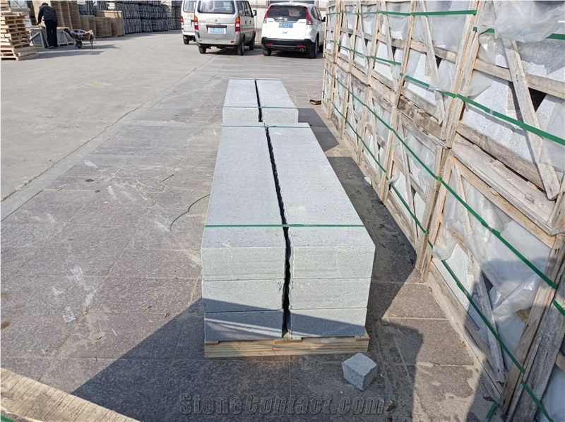 Black Granite Block Steps, Split Edge Steps, Stair Treads