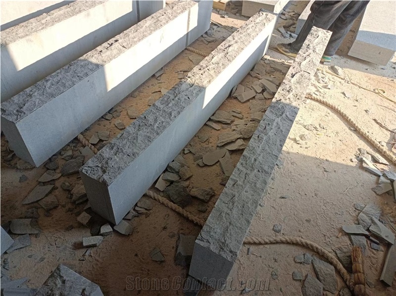 Black Granite Block Steps, Split Edge Steps, Stair Treads