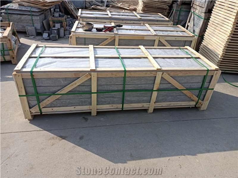 Black Granite Block Steps, Split Edge Steps, Stair Treads