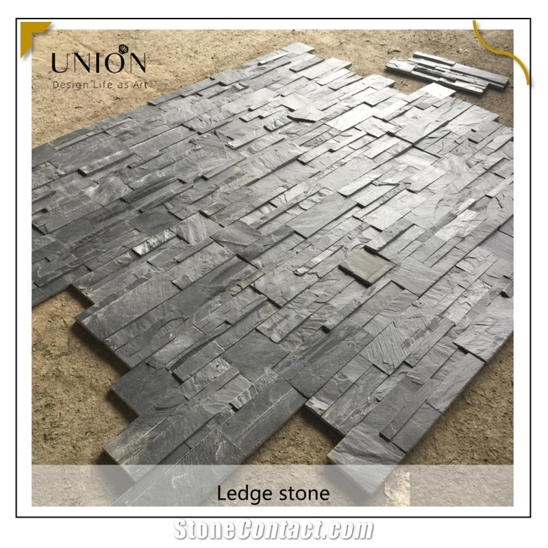 UNION DECO Black Slate Corner Ledge Stone Panel Facade Stone