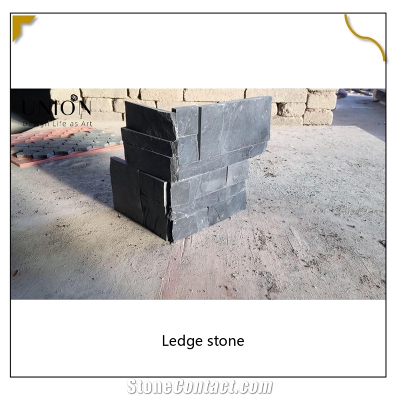 UNION DECO Black Slate Stone Wall Cladding Corner Stone