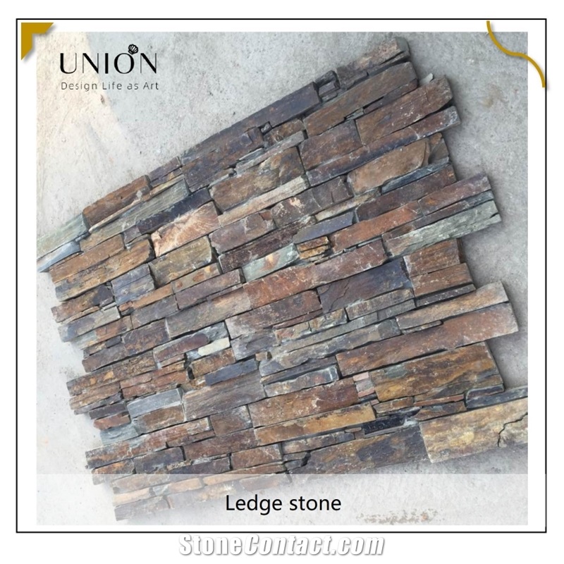 UNION DECO Multicolor Slate Ledger Panel Wall Corner Stone