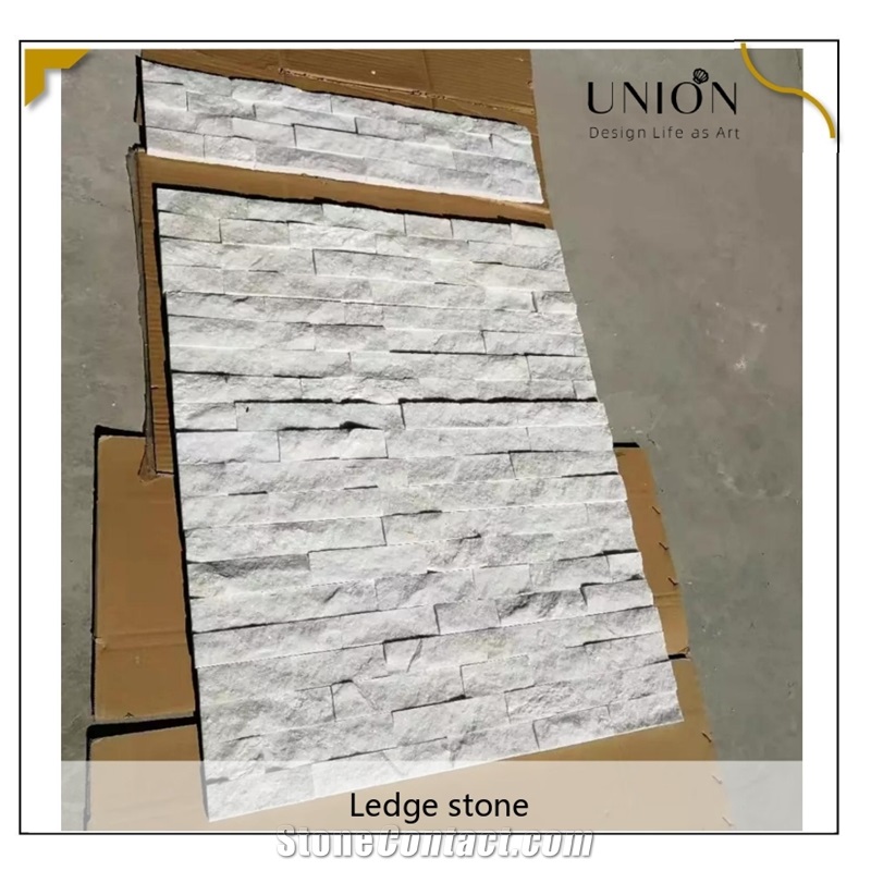 UNION DECO White Quartzite Ledger Panel Natural Stone Veneer