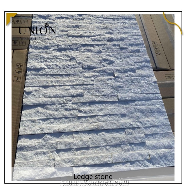 UNION DECO White Quartzite Ledger Panel Natural Stone Veneer