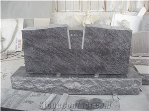 Bahama Blue Granite Lettering Upright Tombstone 05