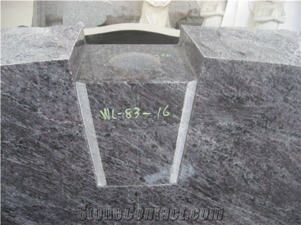 Bahama Blue Granite Lettering Upright Tombstone 05