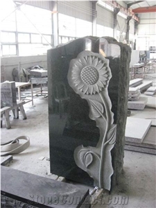 Black Granite Cemetery Upright Monument 37