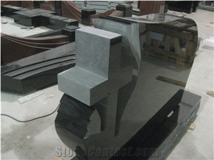 Black Granite Cross Design Headstone